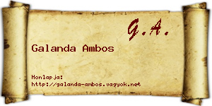 Galanda Ambos névjegykártya
